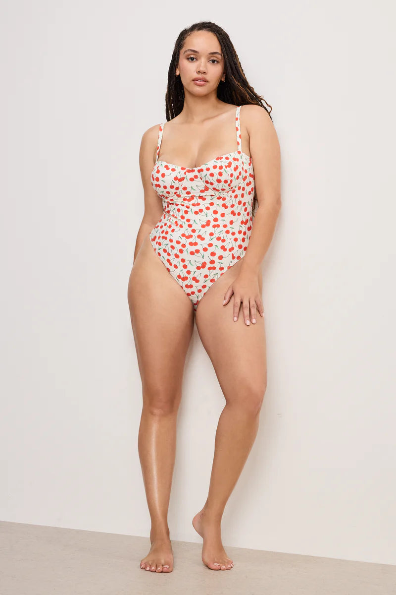 Cherry Square Neck Support One Piece