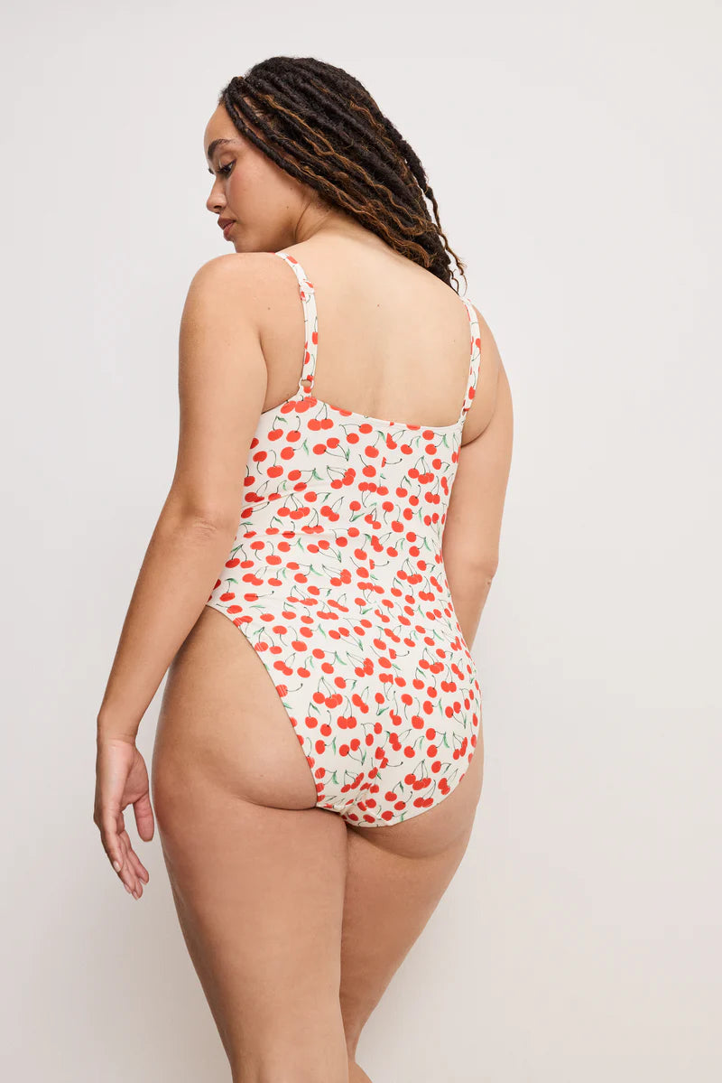 Cherry Square Neck Support One Piece