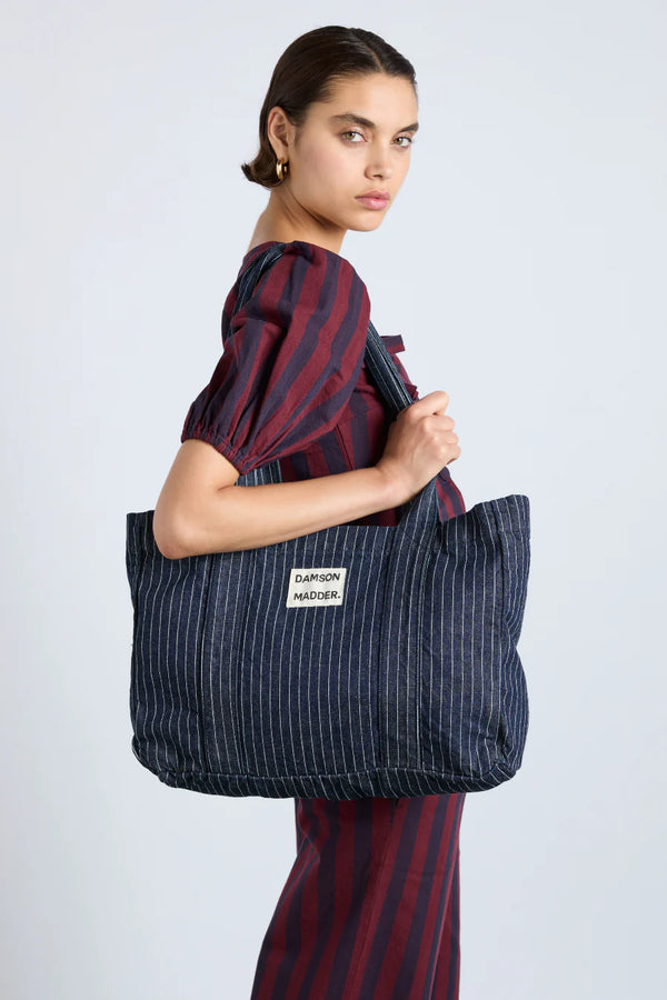 Tote Bag: Denim Pinstripe