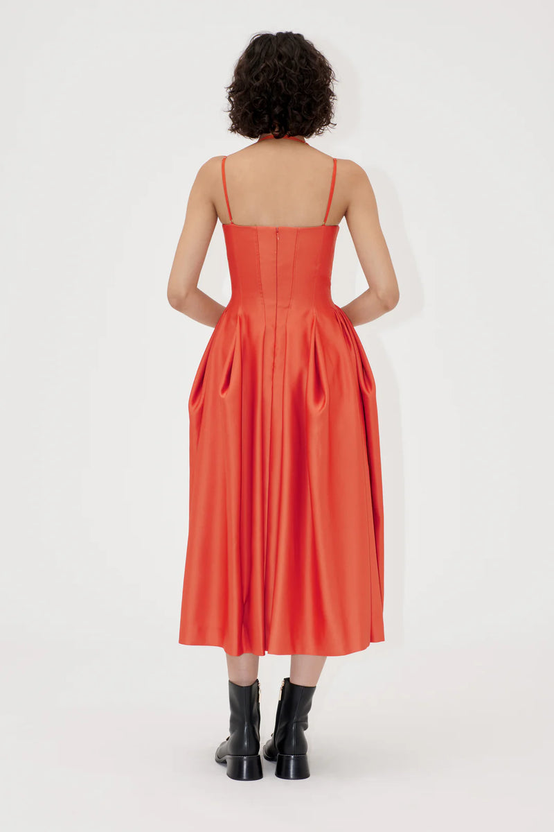 Satin Double Strap Dress Mecca Orange