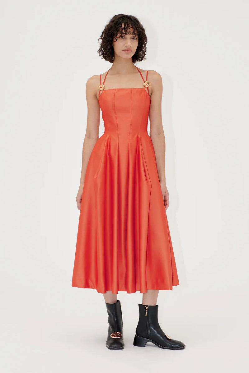 Satin Double Strap Dress Mecca Orange