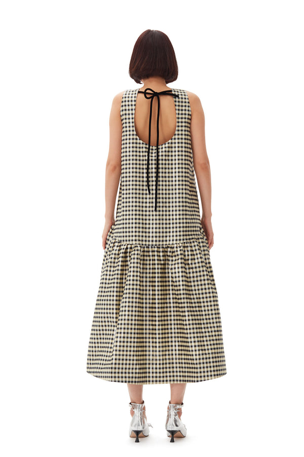 Shiny Checked Jacquard Dress