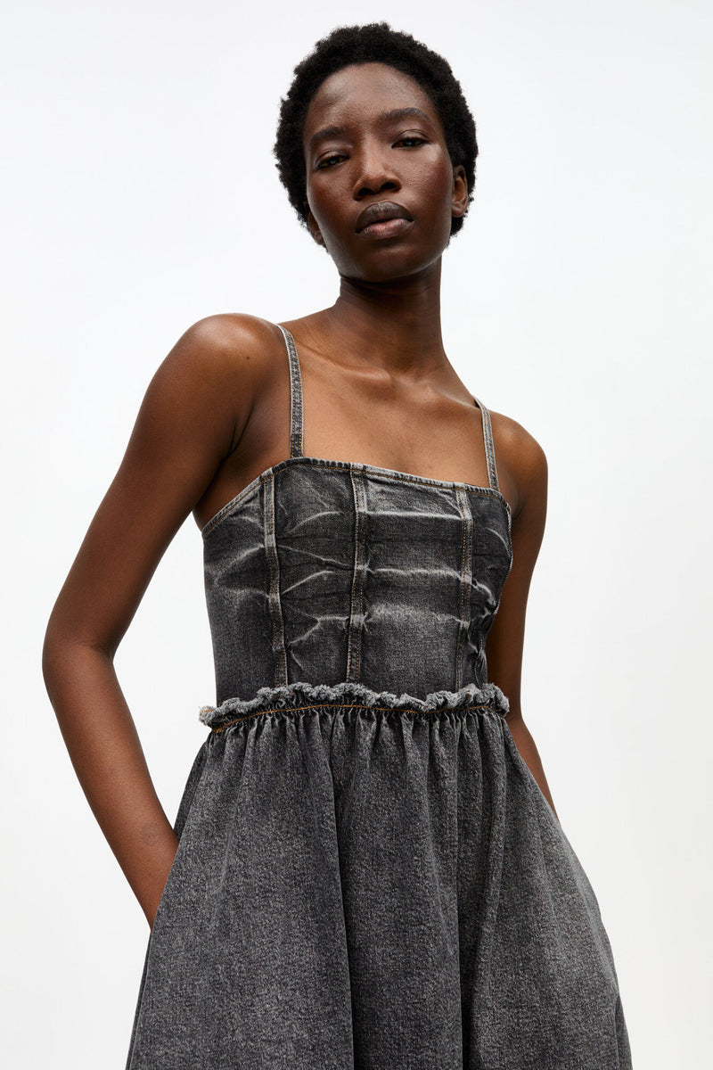 Stretch Future Denim Strap Midi Dress