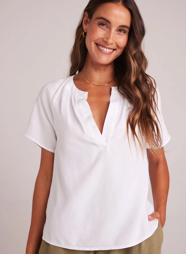 Flowy Short Sleeve Pullover:White