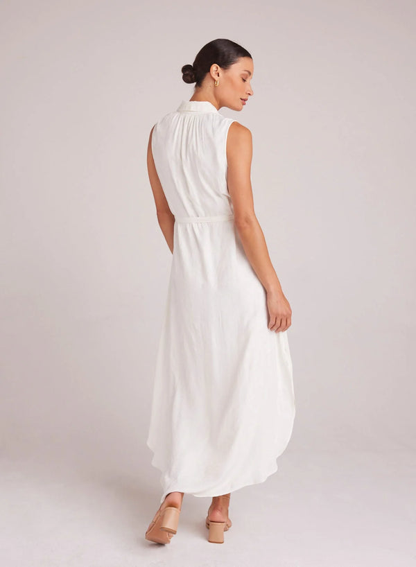 Sleeveless Shirred Maxi Dress: Off White